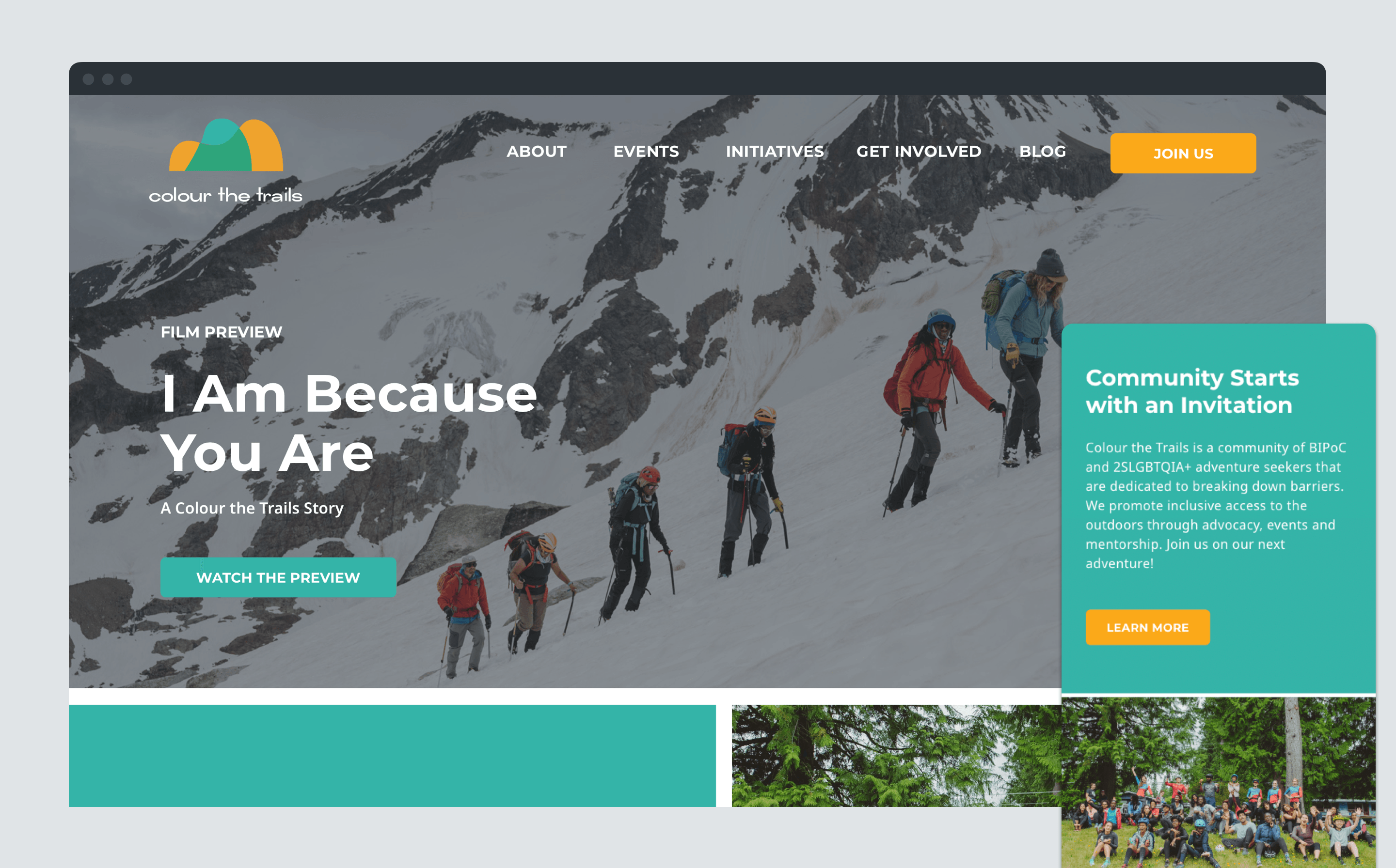 Screenshot of the Colour the Trails website